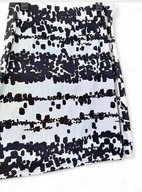 212 Collection Women's Black and White Abstract brushstroke midi skirt